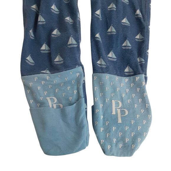 Posh Peanut Bamboo Sleeper Baby 6-9mo Blue Sailboat Footed/Footless Full Zip - Picture 3 of 5